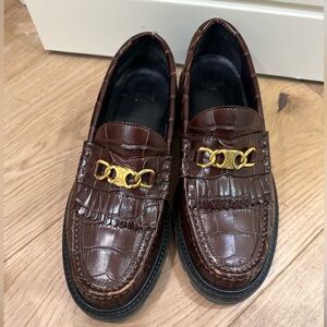 Celine croc embossed brown size 37 great condition